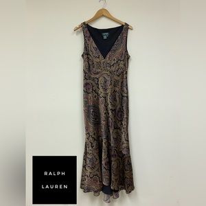 Ralph Lauren Sleeveless Silk Paisley Dress